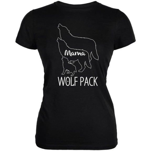 Wolf Pack Mama Mom Mother Juniors Soft T Shirt Black SM
