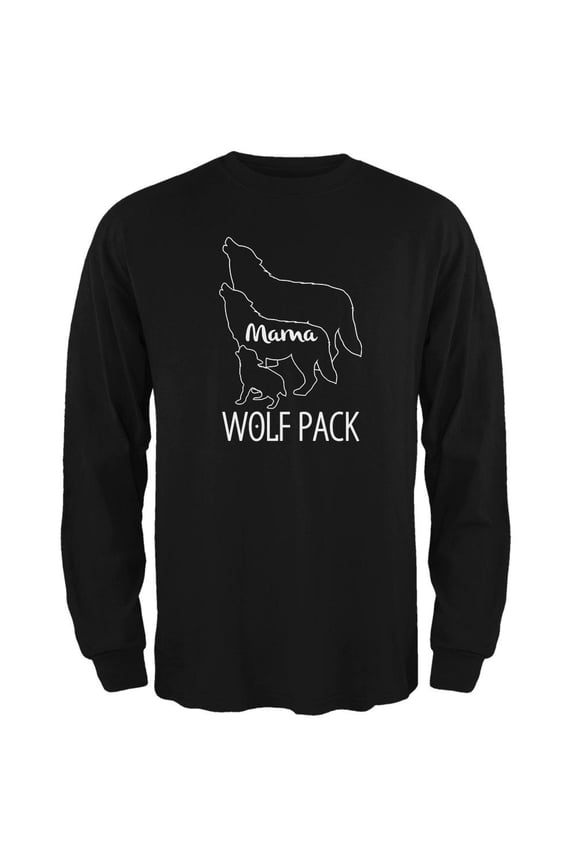Wolf Pack Mama Mom Mother Mens Long Sleeve T Shirt Black MD
