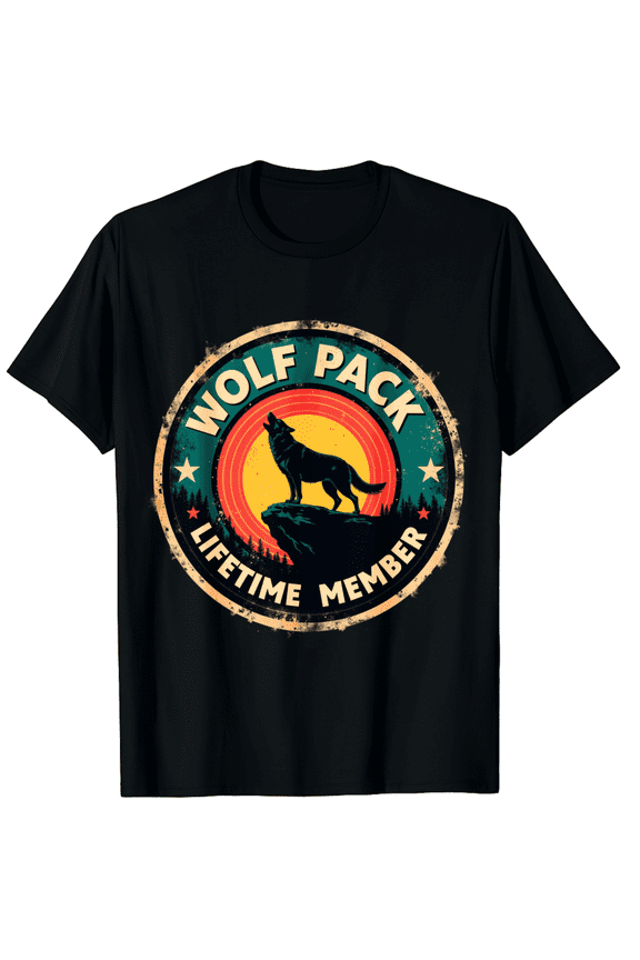 Wolf Pack Men Howling Wolf Lifetime Member T-Shirt for Men Women
