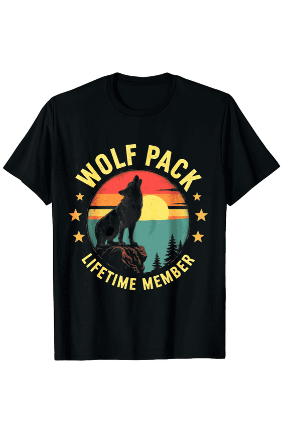 Wolf Pack Men Howling Wolf Lifetime Member T-Shirt for Men Women