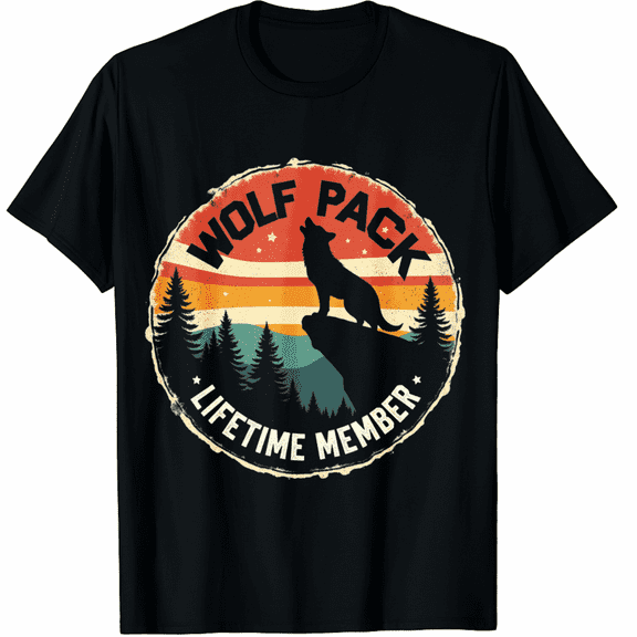 Wolf Pack Men Howling Wolf Lifetime Member T-Shirt for Men Women
