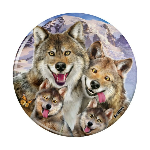 Wolf Pack Selfie Family Wolves Kitchen Refrigerator Locker Button Magnet