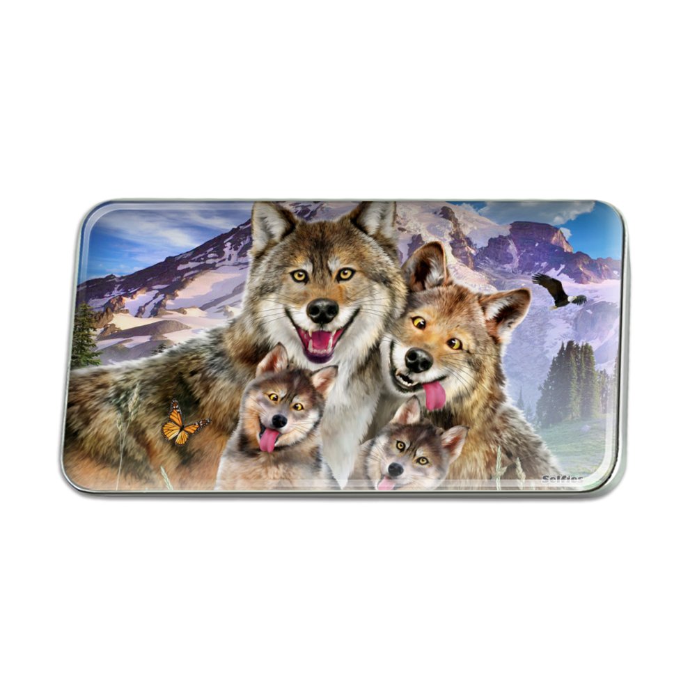 Wolf Pack Selfie Family Wolves Metal Rectangle Lapel Hat Pin Tie Tack ...