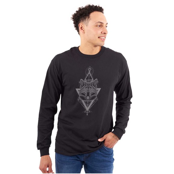 Wolf Pack Triangle Symbol Spirit Animal Long Sleeve TShirt Men Women Brisco Brands S