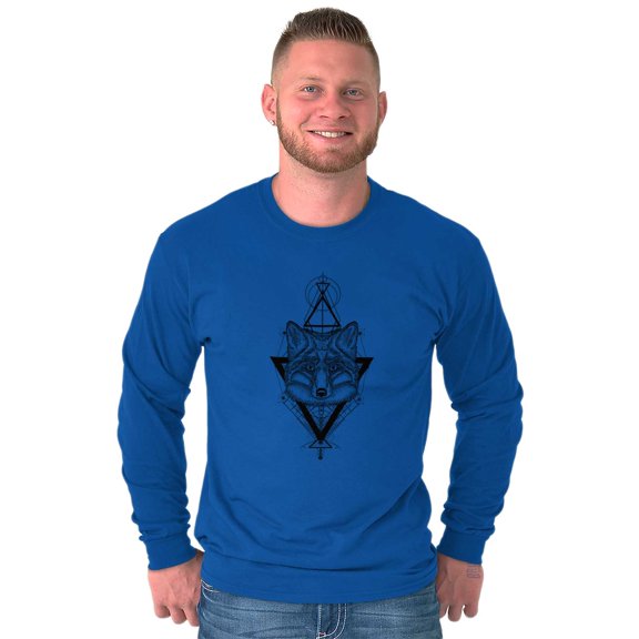 Wolf Pack Triangle Symbol Spirit Animal Long Sleeve TShirt Men Women Brisco Brands X