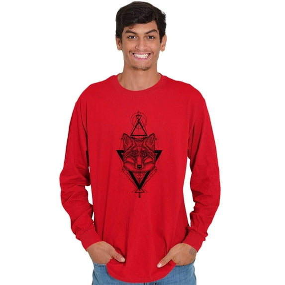 Wolf Pack Triangle Symbol Spirit Animal Plus Size Long Sleeve Graphic Tee Shirt Brisco Brands 2X