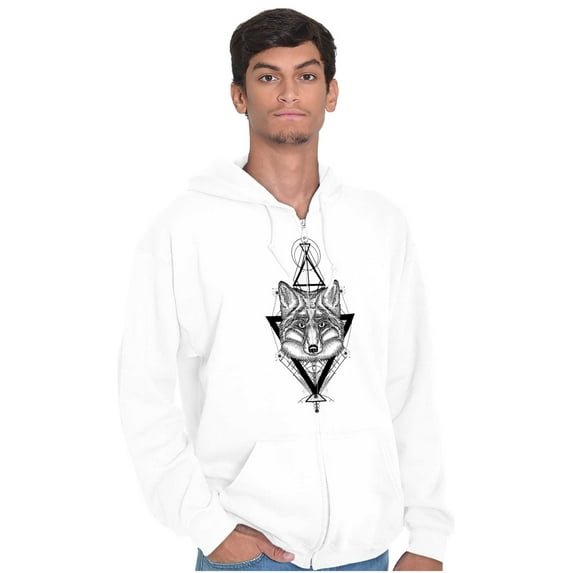 Wolf Pack Triangle Symbol Spirit Animal Unisex Fleece Graphic Zip Up Hoodie Brisco Brands 2X
