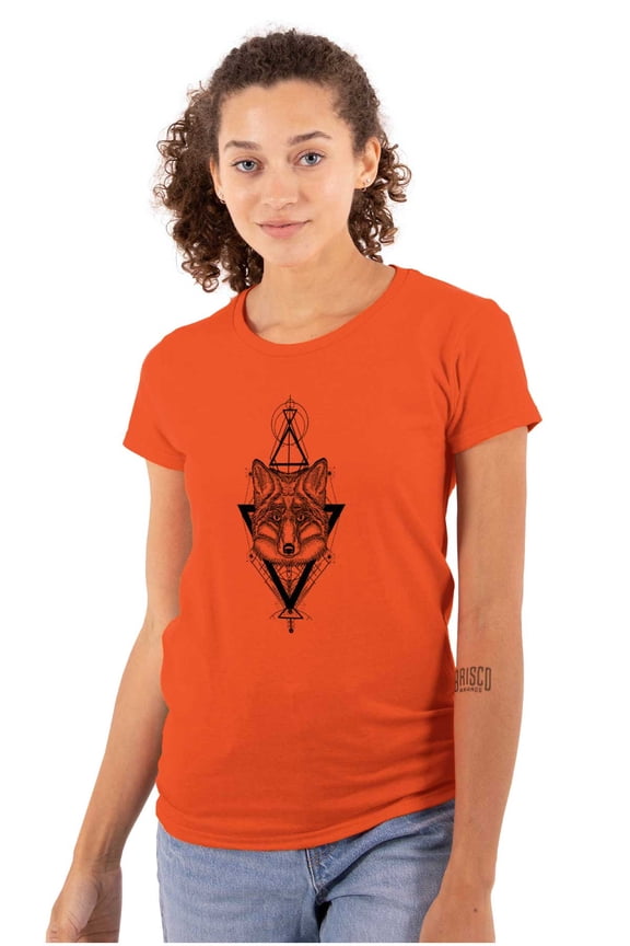 Wolf Pack Triangle Symbol Spirit Animal Womens Slim Fit Graphic Tee Brisco Brands L