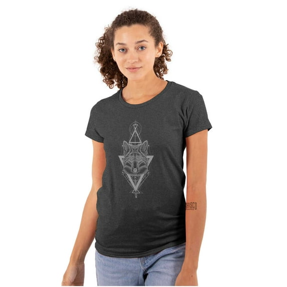 Wolf Pack Triangle Symbol Spirit Animal Womens Slim Fit Graphic Tee Brisco Brands S