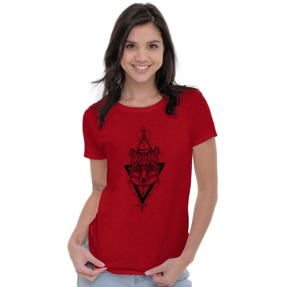 Wolf Pack Triangle Symbol Spirit Animal Womens Slim Fit Graphic Tee Brisco Brands X