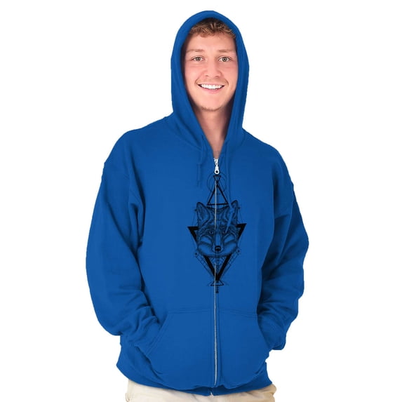 Wolf Pack Triangle Symbol Spirit Animal Zip Up Hoodie Men's Women's Brisco Brands S