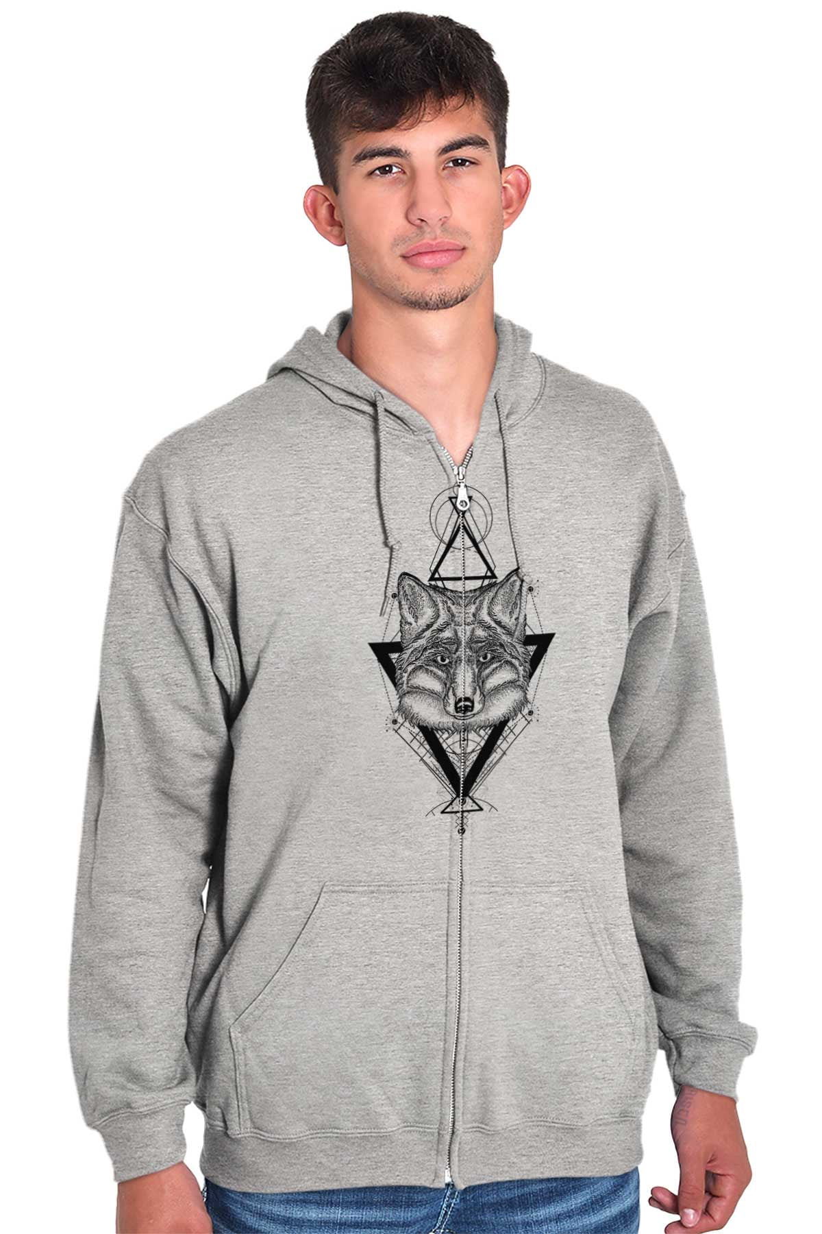 Wolf Pack Triangle Symbol Spirit Animal Zip Up Hoodie Men's Women's