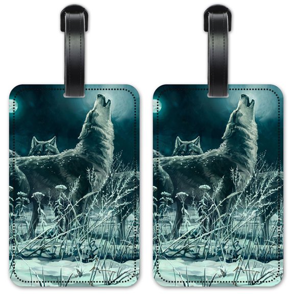 Wolf Painting - Luggage ID Tags / Suitcase Identification Cards - Set of 2
