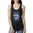 thumbnail image 1 of Wolf Painting Splatter Abstract Art Animal Lover Ladies Racerback Tank Top, Black, Small, 1 of 3
