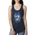 thumbnail image 1 of Wolf Painting Splatter Abstract Art Animal Lover Ladies Racerback Tank Top, Navy, X-Large, 1 of 3