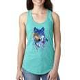 thumbnail image 1 of Wolf Painting Splatter Abstract Art Animal Lover Ladies Racerback Tank Top, Tahiti Blue, Small, 1 of 3