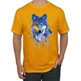 thumbnail image 1 of Wolf Painting Splatter Abstract Art Animal Lover Men's Graphic T-Shirt, Gold, 2XL, 1 of 3
