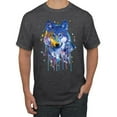 thumbnail image 1 of Wolf Painting Splatter Abstract Art Animal Lover Men's Graphic T-Shirt, Heather Black, 3XL, 1 of 3