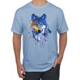 thumbnail image 1 of Wolf Painting Splatter Abstract Art Animal Lover Men's Graphic T-Shirt, Light Blue, 2XL, 1 of 3