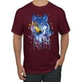 thumbnail image 1 of Wolf Painting Splatter Abstract Art Animal Lover Men's Graphic T-Shirt, Maroon, 5XL, 1 of 3