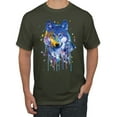 thumbnail image 1 of Wolf Painting Splatter Abstract Art Animal Lover Men's Graphic T-Shirt, Military Green, 2XL, 1 of 3