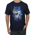 thumbnail image 1 of Wolf Painting Splatter Abstract Art Animal Lover Men's Graphic T-Shirt, Navy, 2XL, 1 of 3