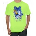 thumbnail image 1 of Wolf Painting Splatter Abstract Art Animal Lover Men's Graphic T-Shirt, Safety Green, 3XL, 1 of 3