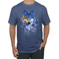 thumbnail image 1 of Wolf Painting Splatter Abstract Art Animal Lover Men's Graphic T-Shirt, Vintage Heather Blue, 5XL, 1 of 3