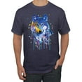 thumbnail image 1 of Wolf Painting Splatter Abstract Art Animal Lover Men's Graphic T-Shirt, Vintage Heather Navy, 3XL, 1 of 3