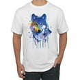 thumbnail image 1 of Wolf Painting Splatter Abstract Art Animal Lover Men's Graphic T-Shirt, White, Medium, 1 of 3
