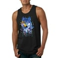 thumbnail image 1 of Wolf Painting Splatter Abstract Art Animal Lover Mens Graphic Tank Top, Black, Small, 1 of 3