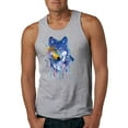 thumbnail image 1 of Wolf Painting Splatter Abstract Art Animal Lover Mens Graphic Tank Top, Heather Grey, Large, 1 of 3