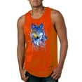 thumbnail image 1 of Wolf Painting Splatter Abstract Art Animal Lover Mens Graphic Tank Top, Orange, 2XL, 1 of 3