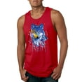 thumbnail image 1 of Wolf Painting Splatter Abstract Art Animal Lover Mens Graphic Tank Top, Red, Large, 1 of 3