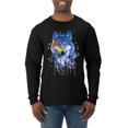 thumbnail image 1 of Wolf Painting Splatter Abstract Art Animal Lover Mens Long Sleeve Shirt, Black, Small, 1 of 3