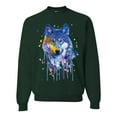 thumbnail image 1 of Wolf Painting Splatter Abstract Art Animal Lover Unisex Crewneck Graphic Sweatshirt, Forest Green, Small, 1 of 3
