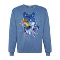 thumbnail image 1 of Wolf Painting Splatter Abstract Art Animal Lover Unisex Crewneck Graphic Sweatshirt, Vintage Heather Blue, Medium, 1 of 3