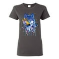 thumbnail image 1 of Wolf Painting Splatter Abstract Art Animal Lover Womens Graphic T-Shirt, Charcoal, Medium, 1 of 3