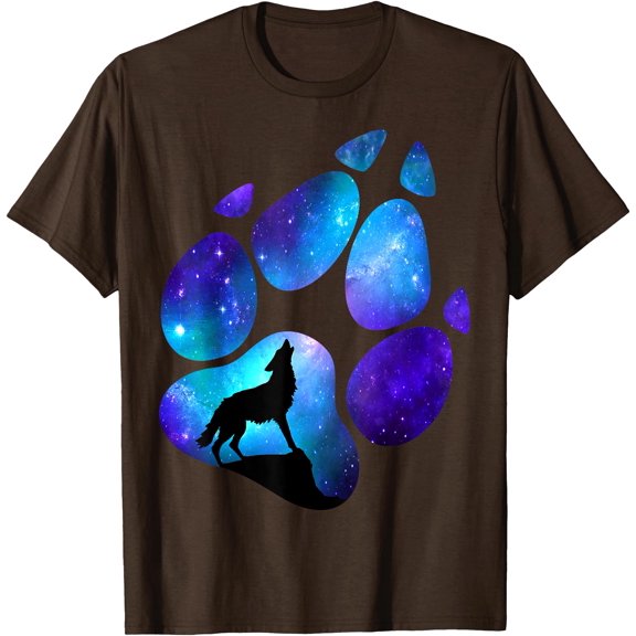 Wolf Paws Galaxy Wild Lone Wolves Stars Moon Wolf Unisex T-Shirt for Men Women Kids Toddler