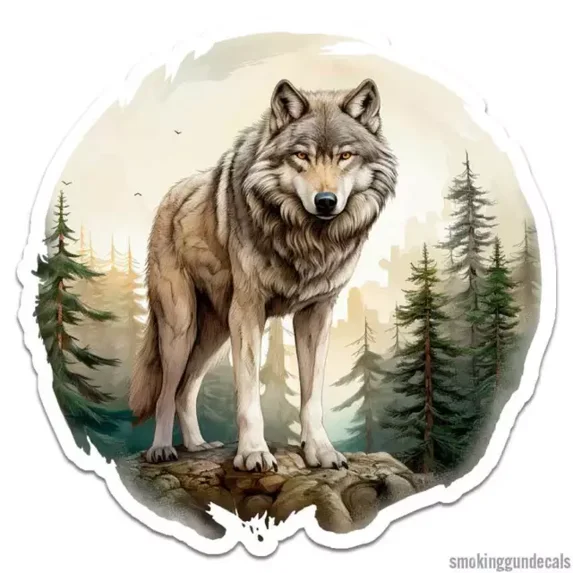 No Wolves Sticker Wolf Pine Forest Sticker Indoor Outdoor Phone Decal Water Bottle ...