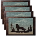 thumbnail image 1 of Wolf Placemats Set of 4, Rustic Western Farmhouse Table Place Mats, Retro Wildlife Animal Placemat for Kitchen Dining Table Decoration Indoor Outdoor 18"x12", 1 of 4