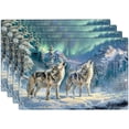 thumbnail image 1 of Wolf Placemats Set of 4, Wild Wolf in Winter Forest with Full Moon Placemats Heat Resistant for Dining Table Non-Slip 18x12 Inches, 1 of 6