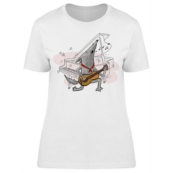 Wolf Playing Guitar T-Shirt Women -Image by Shutterstock, Female Medium