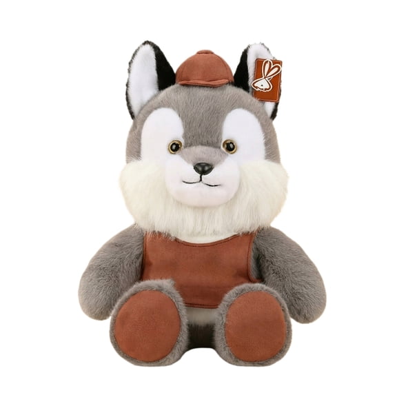 Wolf Plush, Wolf Stuffed Animal, Plush Toys, 14 In, Soft Stuffed Animal, Toys, Gray Brown Accents, Cuddle Decor, Playtime, 1 Pc