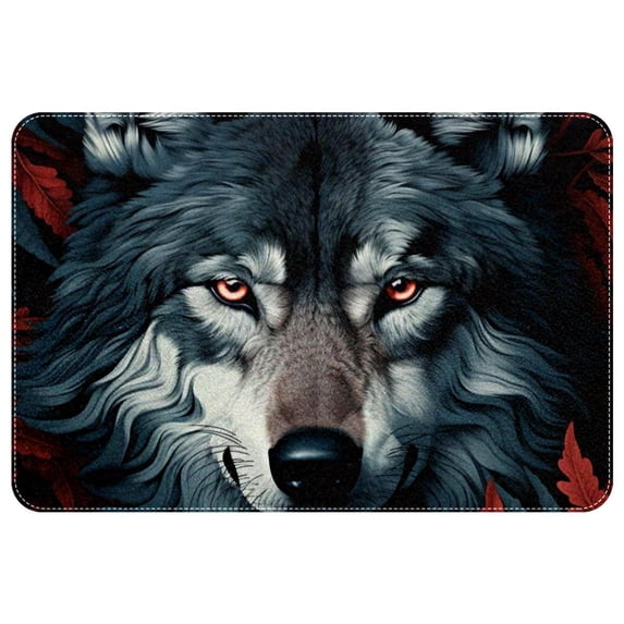 Wolf Polyester Non-Slip Machine Washable Office Mat - Door Mat Chair Rugs Door Mats