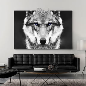 Wolf Portrait Print, Black And White Wildlife Wall Art