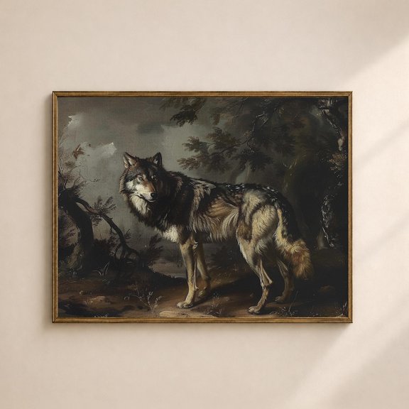 Wolf Portrait Wall Art Print Rustic Woodland Decor