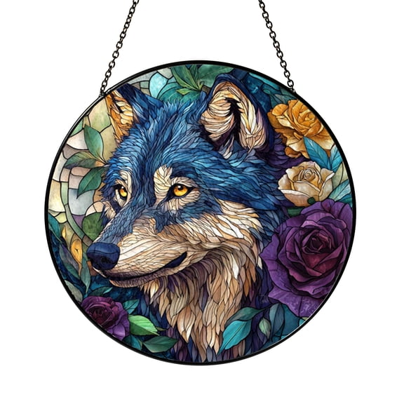 Wolf Portrait Window Hanging – Glass Style Art1701