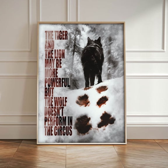 Wolf Poster, Inspirational Quote Art, Nordic Wildlife Decor, Modern Wolve Poster Motivational Lion Sign Tiger Home Office Wall Hanging Home Decor, 24x36 UNFRAMED