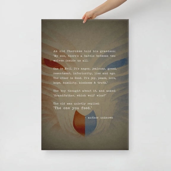Wolf Poster Motivational Inspiration Quotes Poster Two Wolves Inside Us All
